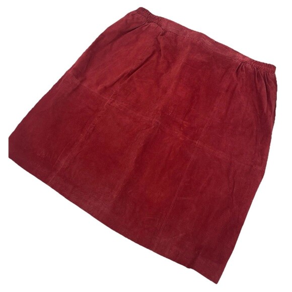Vintage 90s Boho Western Cowgirl Rodeo Indie Sleaze Red Suede Fall Winter Skirt - Picture 2 of 15